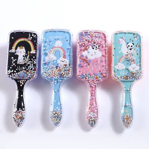 Cartoon Rainbow Animal Anti-static Hair Brush Sequins Massage Comb Shower Wet Detangle Hair Brush Salon Hair Styling Tool Christmas Gift