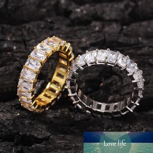 New Iced Out HipHop Cube CZ Baguette Rings Jewelery Gold Sliver Micro Paved Ring for Man Women Gift