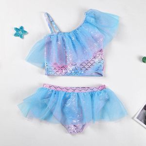 Nette Meerjungfrau Spitze Baby Mädchen Bademode Mode Mädchen Badeanzüge Baby Bikini Kinder Badeanzüge Kinder Badeanzüge Kind Sets Beachwear