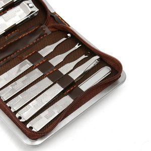 9 pezzi Strumenti per la cura delle unghie Set manicure Tagliaunghie Forbici Nagel Pinzette Pedicure Manikure-Set Kit per toelettatura da viaggio Set manicure per unghie