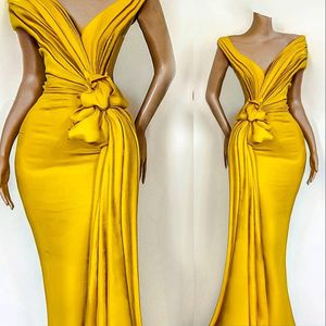 Tanie seksowne oszałamiające żółte sukienki wieczorowe noś platerie spętaną syrenę z formalnej imprezowej sukienki dla kobiet Octa269o