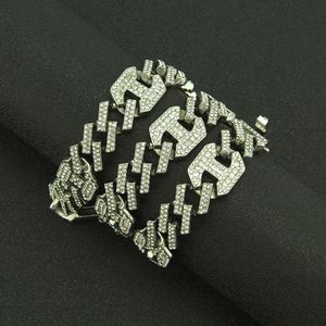 Персонализированное бедро 17 -миллиметровое хмель Mens Gold Bling Diamond Cuban Link Change Choker Long Collece Bracelet Masculina Bijoux Jewelry Chains для мужчин