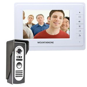 Video-Türsprechanlagen MOUNTAINONE Kabelgebundenes Telefon-Gegensprechsystem 7-Zoll-Farb-LCD mit wasserdichtem digitalem Türklingel-Kamera-Viewer IR-Nachtsicht