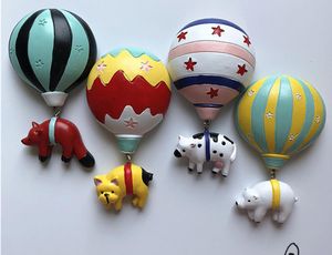 Magnesy lodówki Cute Cartoon Animal Hot Air Balloon Resin Lodówka Pasta Trójwymiarowa Pasta Magnetyczna