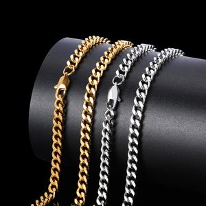 18K Gold Kuba Chain Link Halsband Rostfritt stål Chokerhalsband för män pojke punk smycken