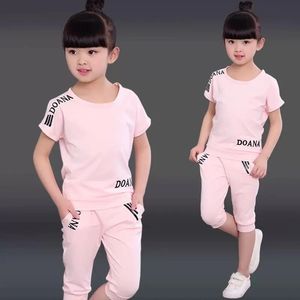 Yeni Yaz Kız Giyim Setleri Çocuk Giyim Set Kısa Kazak + Pantolon 2 Parça Bebek Kız Giysileri 3 4 5 6 8 9 10 12 Yıl