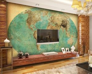 American Vintage 3D Wallpaper Living 3D Wallpaper HD Exquisite Retro Map Digital Utskrift HD Dekorativ Vacker Bakgrund