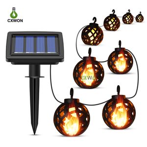 Solar String Light Lantern Lampen LED Flicking Flame Hanging Strings Lights with 8 Ball for Garden Yard