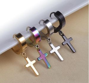 NUOVI 4 colori anallergici Cross Stud Ear Clasp alla moda titanio punk orecchini a bottone orecchini in acciaio inossidabile 30 pezzi Epacket