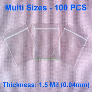 Multi storlekar 100 st 1,5 mil poly dragkedja påsar inches (1,5 