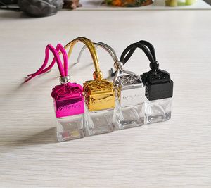 Cube Hollow Diffusori per bottiglie di profumo per auto Retrovisore Ornamento da appendere Deodorante per oli essenziali Diffusore Fragranza Ciondolo bottiglia di vetro vuoto
