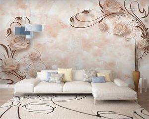 3D壁画壁紙ヨーロッパの現代ロマンチックなタイル大理石のテレビ背景の壁のタイル壁画の3D壁紙のための寝室のための壁紙