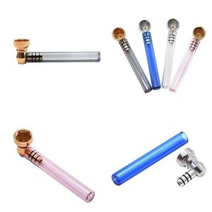 Glas Straight Clear Pipes Mini Metal Smoking Pipe Multi Color Dikke Sigaret Buis Accessoires Verwijderbare Draagbare GL G2