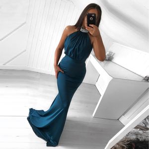 Ny Skräddarsy Aftonklänningar Mermaid Halter Neck Beaded Islamic Dubai Saudiarabiska Lång Elegant Aftonklänning