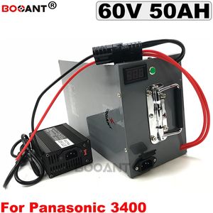 For Panasonic NCR18650B cell 60v 50ah E-bike Lithium Battery pack 60V 3000W Electric Bicycle with a metal box 5A Charger