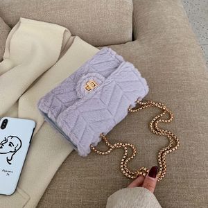 New-women shoulder bags new fashion chain bag lady plush crossbody bag hot sales purse casual chain bags