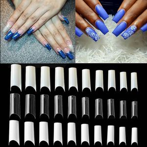 500pcs por saco Francês C Big C Falso Unhas Meia Capa Ballerina Falso Prego Limpar Forma Plana Natural Adesivos