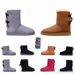 2022 Bow-Knot WGG Damen Australien Klassische hohe Halbstiefel Bow Damen Mädchen Schnee Winter Ankle Boot Stiefel Lederschuhe 36-41