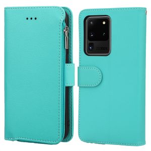 För Samsung S20plus Ultra A91 A81 A90 5G A71 A51 Not10 9 8 Mikrofiber Läder Zipper Purse Pocket Protective Magnetisk Plånbok Telefonväska