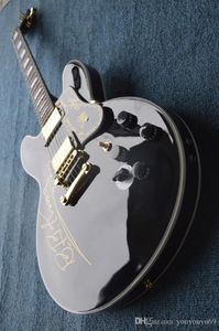 BB King Crown Electric Guitar Black Hollow Jazz Guitar OEM Tillgänglig EMS Gratis frakt för att ge personlig anpassningstjänst