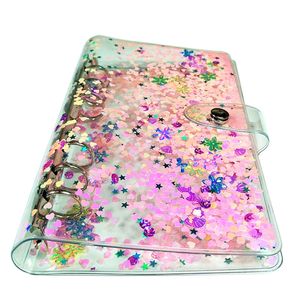 2021 NEW arrival A6 Notepads Colorful Shell Learning hand Ledger transparent loose-leaf shell simple business notebook quicksand binder shell A16