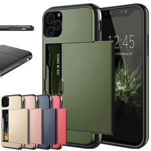 Business Phone Case Slide Armor Wallet Card Slot Cover for Iphone 11 Pro MAX 8 7 6 6s Plus XS MAX XR 10X Fitted Cover Capa Coque