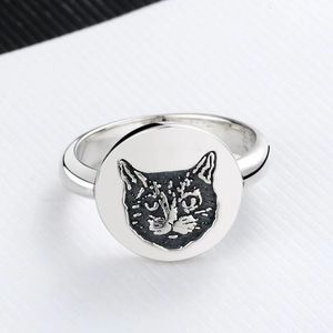 Katzenring großhandel-Top Design Ring für Frauenqualität Silber Überzogene Ringe Nette Buchstaben Katze Persönlichkeit Charme Modeschmuckversorgung