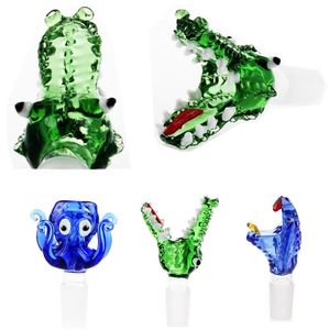 crocodile short hand pipes Glass Bowls Nail Dry Herb Holder Cute Shape 14mm Joint Mini Smoking pipe Blunt Pipe Random Color