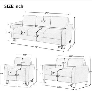 US-Lager 3-5 Tage Lieferung U STYLE 3-teilige Sofagarnitur aus Polyestermischung Wohnzimmergarnitur Wohnzimmermöbel WY000036EAA187E