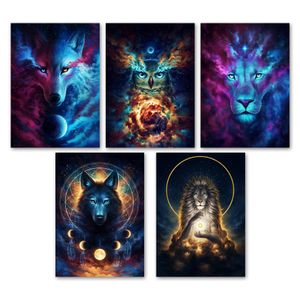 Wholesale owl pictures for sale - Group buy Abstract Animal Lion Owl Wolf Galaxy Wall Art Canvas Painting Nordic Posters And Prints Wall Pictures For Living Room Home Decor