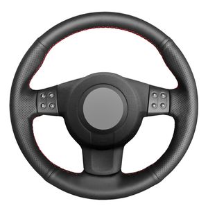 Black PU Faux Leather DIY Hand-stitched Car Steering Wheel Cover for Seat Leon (Mk2) 2006-2008 Ibiza (6L) 2007