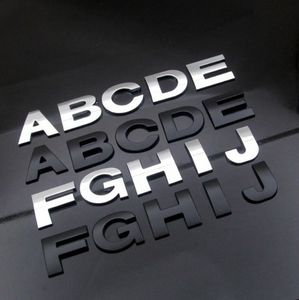 WL Nowy 44mm 3D DIY Litery Alfabet Godło Chrome i Czarna Naklejka Samochodowa Digital Badge Logo Akcesoria