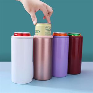 12oz cola latas de parede dupla tumbler aço inoxidável de aço inoxidável copo flask vácuo esfriar para baixo garrafa de cerveja simples garrafas de esportes portáteis