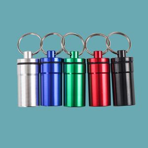 Arrefecer Mini colorido liga de alumínio portátil Key ring selado impermeável comprimido seco Herb Tobacco Spice Miller Garrafa Stash armazenamento caso caixa DHL