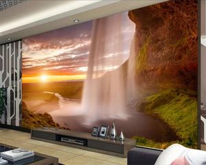 3d Wallpaper Mural Gorgeous Clouds Romantic Landscape Waterfall Romantic Scenery Decorative Silk Mural Wallpaper