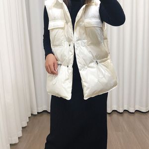 Women's Vests Women's Hot Selling Fashion White Duck Down Parka Coat Autumn And Winter Warm Sleeveless Trend Simple Short Vest Casualmm01