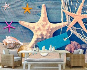 3d Mural Wallpaper Mediterranean Style Fishing Net Shell Tooling Background Wall HD Digital Printing Moisture-proof Wallapers