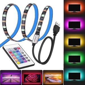 ماء 5V LED قطاع الخفيفة 100CM (3.28Ft) 1M 30leds الكابلات المرنة 5050 RGB TV الخلفية USB وحدة تحكم البسيطة