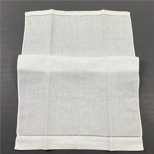 Conjunto de 12 textiles para el hogar Moda White Lino Toalla de té -14 "x22" Paño para huésped plato cocina toallas de baño bordado himstitched en venta
