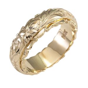 Classic Elegant Women Fashion Jewelry k Gold Carved Flower Ring Anniversary Gifts Bride Wedding Engagement Rings US5
