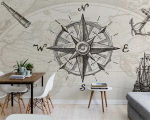 American Vintage Wallpaper Nordic Small Fresh Nautical TV Background Wall HD Superior Interior Decorations Wallpaper