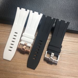 Nytt designerklockband 28mm Svart Vit Gummi silikon Klockarmband Klockarmband FIT För APmen klocka lyxarmbandsur