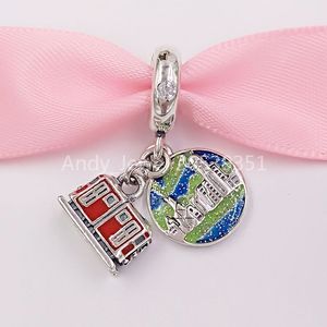 Andy Jewel Authentic 925 STERLING Gümüş Boncuklar Hong Kong Tepe Tramvay Dungle Charm Charms Uyum Avrupa Pandora Tarzı Takı Bilezikler Kolye 798926c