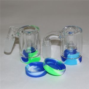 Hookah Glass Ash Catcher Bowls With Quartz Banger Kvinnlig hane 10mm 14mm Joint Bubbler Ashcatcher Bong Silicone Container Jar