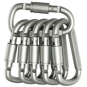 Virson 5pcs Aluminum Carabiner D-Ring key Chain Clip Outdoor Camping Keyring Snap Hook Water Bottle Mountaineering Hook Climbing Accessories