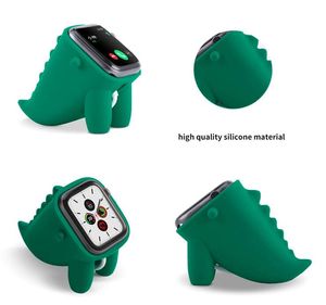 Gullig Dinosaur Silikon Laddningsdockahållare Stativ för Apple Watch Series6 SE 5 4 3 2 1 38mm 42mm 40mm 44mm