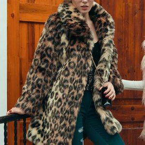 Fur Faux Leopard Płaszcz Gruby Jesień Płaszcz Futro Puszysta Kurtka Plus Rozmiar Teddy Jacket Kobiety Odzież Odzież
