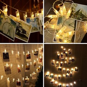 LED String Lights Photo Clip Fairy Light LEDs Gadget Battery Outdoor Heeded Garland Boże Narodzenie Decoration Party Wesele Xmas