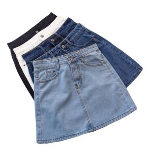 Röcke Mode Koreanische Frühling Sommer Frauen Denim Rock Hohe Taille Mini Jeans Plus Größe Haruku Baumwolle Mädchen Schwarz