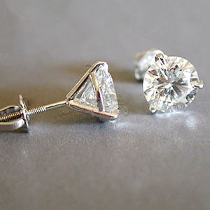 5 paia di orecchini a bottone con diamanti rotondi Martini a tre punte da 1 ct, accessori per regali di gioielli per fidanzamento da sposa in argento